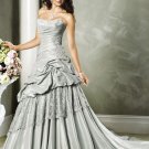 Custom made A-line Scoop Neckline Strapless Appliques Beading Wedding Dress Bridal Gown