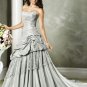 Custom made A-line Scoop Neckline Strapless Appliques Beading Wedding Dress Bridal Gown