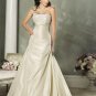 Custom made Gold A-line Appliques Taffeta Wedding Dress Bridal Gown