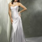 Custom made Mermaid V-neckline Beading Soft Satin Wedding Dress Bridal Gown