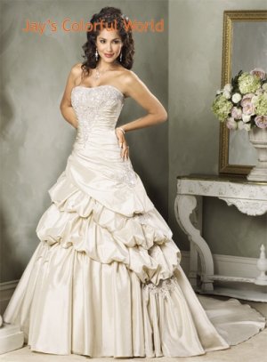 Custom made Scoop Neckline Strapless Beading Train Wedding Dress Bridal Gown