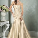 2011 Scoop Neckline Strapless Appliques Beading Beading Satin Wedding Dress Bridal Gown