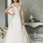 Sexy Deep V-neckline Taffeta Custom made  Wedding Dress Bridal Gown