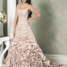 Pick up Scoop Neckline Strapless Lace up  Taffeta Custom made  Wedding Dress Bridal Gown