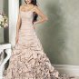 Pick up Scoop Neckline Strapless Lace up  Taffeta Custom made  Wedding Dress Bridal Gown