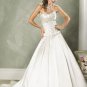 A-line Scoop Neckline Strapless Beading Taffeta Custom made  Wedding Dress Bridal Gown
