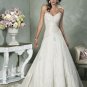 V-neckline Strapless Appliques Beading Taffeta Custom made  Wedding Dress Bridal Gown