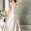 A-line Sweetheart Neckline Strapless Satin Custom made  Wedding Dress Bridal Gown