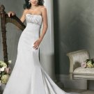 Mermaid Straight Neckline Strapless Satin Custom made  Wedding Dress Bridal Gown