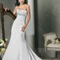 Mermaid Straight Neckline Strapless Satin Custom made  Wedding Dress Bridal Gown