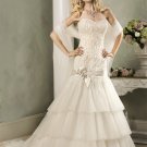 Mermaid V-neckline Strapless Beading Custom made Wedding Dress Bridal Gown