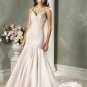 Sexy Mermaid V-neckline Spaghetti Strap Backless Taffeta Custom made Wedding Dress Bridal Gown