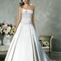 A-line Straight Neckline Strapless Beading Custom made Wedding Dress Bridal Gown