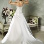 A-line Straight Neckline Strapless Beading Custom made Wedding Dress Bridal Gown