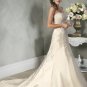 A-line Scoop Neckline Embroidery  Beading Train Custom made Wedding Dress Bridal Gown