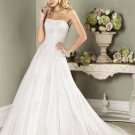 Fashion A-line Strapless Appliques Beading Tuller Custom made Wedding Dress Bridal Gown