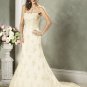 Scoop Neckline Strapless Lace Sweep Train Custom made Wedding Dress Bridal Gown
