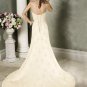 Scoop Neckline Strapless Lace Sweep Train Custom made Wedding Dress Bridal Gown