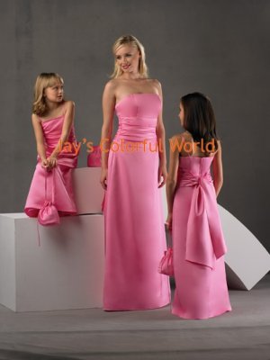Pink Strapless or Spaghetti Strap Satin Custom-made Bridesmaid Dress/Evening Dress/Home Coming