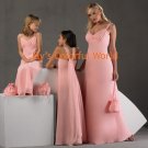 Sexy Pink Deep V-neckline Custom-made Chiffon Bridesmaid Dress/Evening Dress/Home Coming