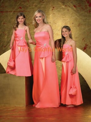 Custom-made Floor-length Strapless or Spaghetti Strap Bridesmaid Dress/Evening Dress/Home Coming