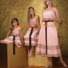 Custom-made Baby Pink Tea-length Bridesmaid Dress/Evening Dress/Home Coming