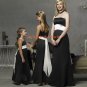 White and Black Strapless or Spaghetti Strap Bridesmaid Dress/Evening Dress/Home Coming