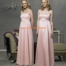 Pink Spaghetti Strap Straight Neckline Satin and Chiffon Bridesmaid Dress/Evening Dress/Home Coming