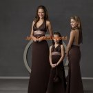 Coffee V-neckline Satin and Chiffon Custom-made Bridesmaid Dress/Evening Dress/Home Coming