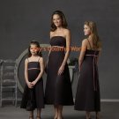 Tea-length Strapless or Spaghetti Strap Custom-made Bridesmaid Dress/Evening Dress/Home Coming