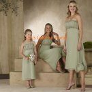 Kiwi Tea-length Chiffon Bridesmaid Dress/Evening Dress/Home Coming