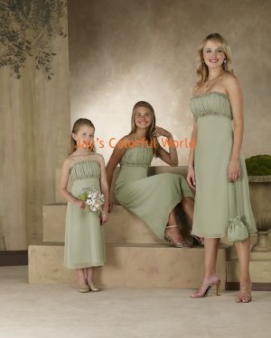Kiwi Tea-length Chiffon Bridesmaid Dress/Evening Dress/Home Coming