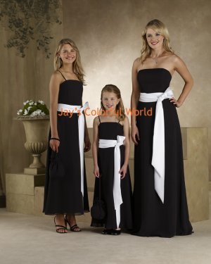 Black and White Straight Neckline Chiffon Bridesmaid Dress/Evening Dress/Home Coming