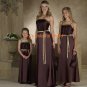 Coffee Scoop Neckline Satin and Chiffon Bridesmaid Dress/Evening Dress/Home Coming