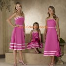 Pink T-length Strapless or Spaghetti Strap Bridesmaid Dress/Evening Dress/Home Coming