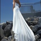 One Shoulder Straight Neckline Beaded Chiffon Custom made Wedding Dress