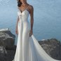 Spaghetti strap V-neckline Beaded Chiffon Custom made Wedding Dress