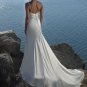 Spaghetti strap V-neckline Beaded Chiffon Custom made Wedding Dress
