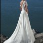 Sexy V-neckline Cap Sleeve Beaded Chiffon Custom made Wedding Dress