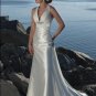 Deep V-neckline Beaded Stretch satin Custom-made Wedding Dress