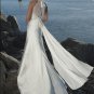 Deep V-neckline Beaded Stretch satin Custom-made Wedding Dress