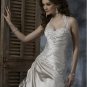 Detachable Halter Appliqued Beaded Taffeta Custom-made Wedding Dress