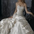 Ball Scoop Neckline Strapless Appliqued Beaded Taffeta Custom-made Wedding Dress