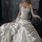 Ball Scoop Neckline Strapless Appliqued Beaded Taffeta Custom-made Wedding Dress