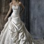 Ball Scoop Neckline Strapless Appliqued Beaded Taffeta Custom-made Wedding Dress