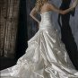Ball Scoop Neckline Strapless Appliqued Beaded Taffeta Custom-made Wedding Dress