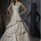 A-line Sweetheart Neckline Strapless Appliqued Beaded Taffeta Custom-made Wedding Dress