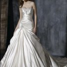 Sweetheart Neckline Strapless Lace-up Appliqued Beaded Taffeta Custom-made Wedding Dress