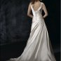 V-neckline Lace-up Taffeta Custom-made Wedding Dress