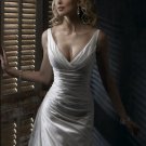 Sexy Deep V-neckline with Sweep Train Taffeta Custom-made Wedding Dress